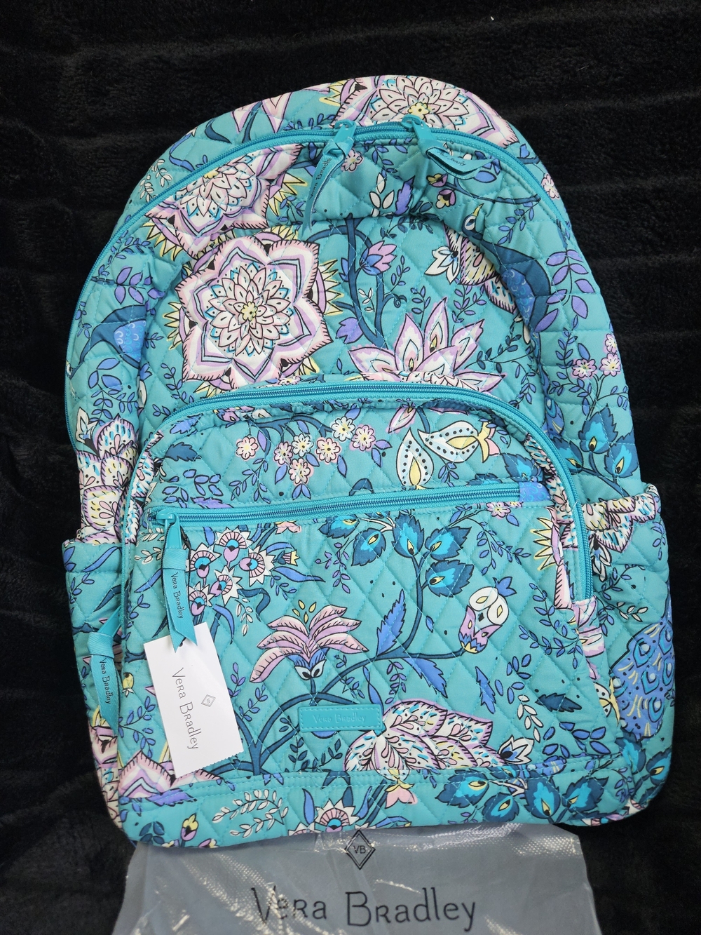 Vera Bradley Teal Floral Quilted Backpack
